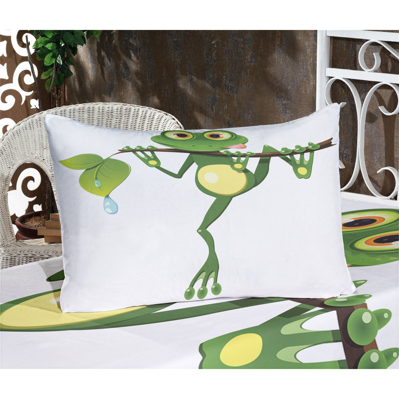 Drap-housse et coussin décoratif Ambesonne, vert, blanc, jaune, California King Sheet Set + 4 Pillowcases