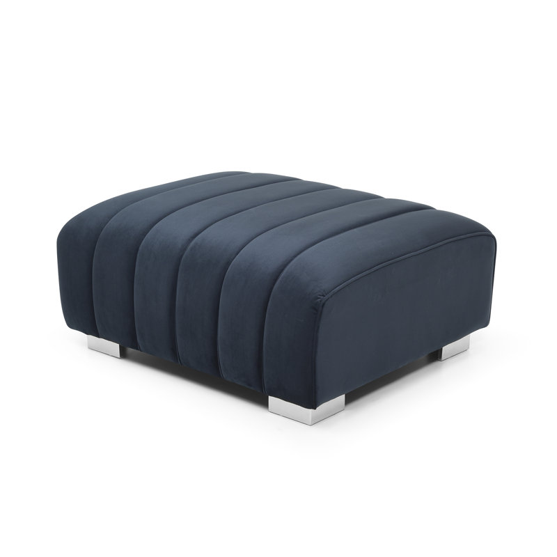 Makenna Velvet Ottoman, Black