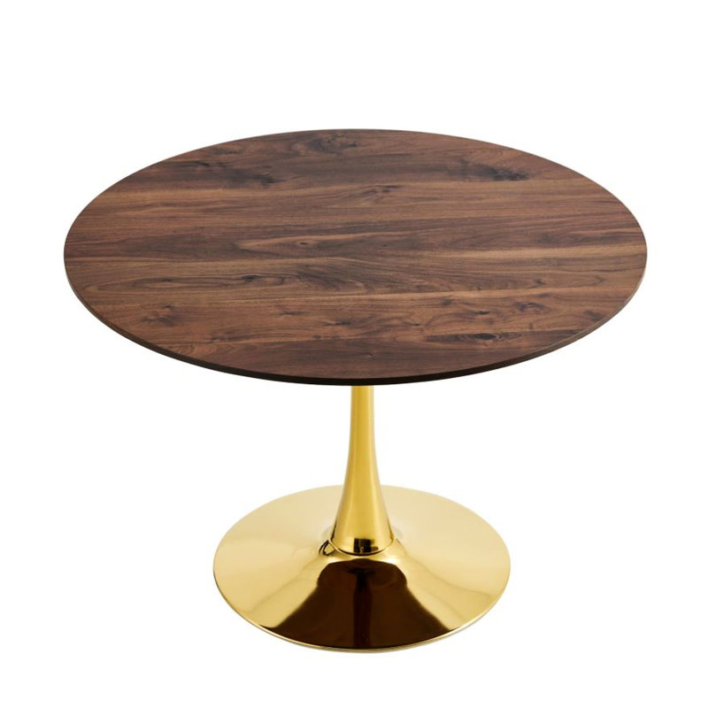 Table de salle à manger en bois naturel, table ronde 80 cm, pieds dorés et table de salle à manger stable, 80 cm, sièges confortables