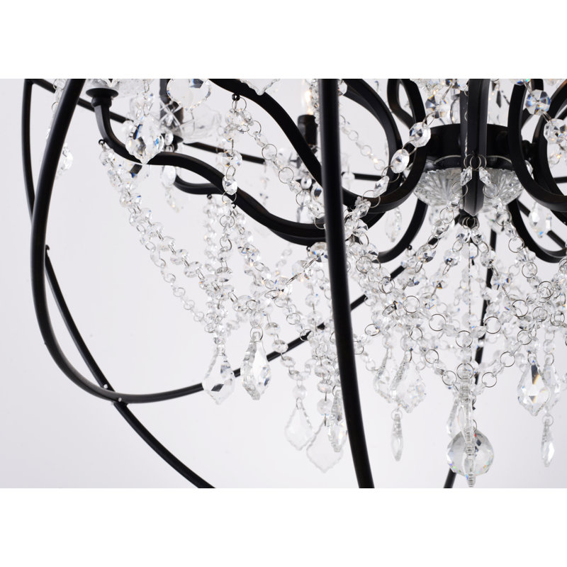 Beldin Transitional 6 - Light Globe Cage Crystal Chandelier , Black