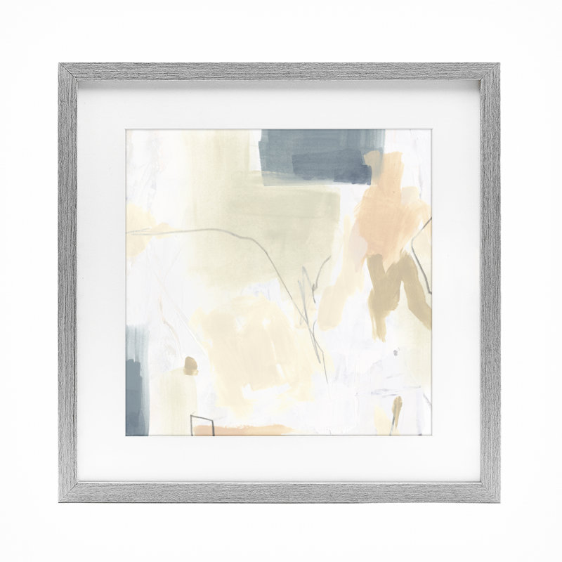 «Plaster Line», reproduction abstraite encadrée sous verre, design by June Erica Vess, Cadre de ferme gris, H 16 po x l 16 po