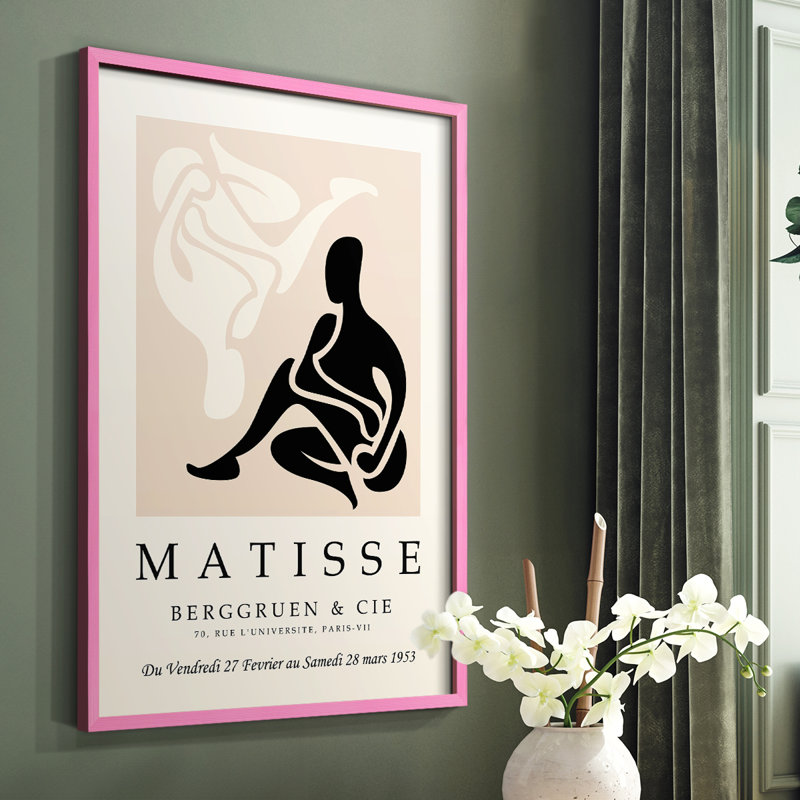 Matisse XLV, reproduction encadrée - bois massif, Rose, H 10 po x l 8 po