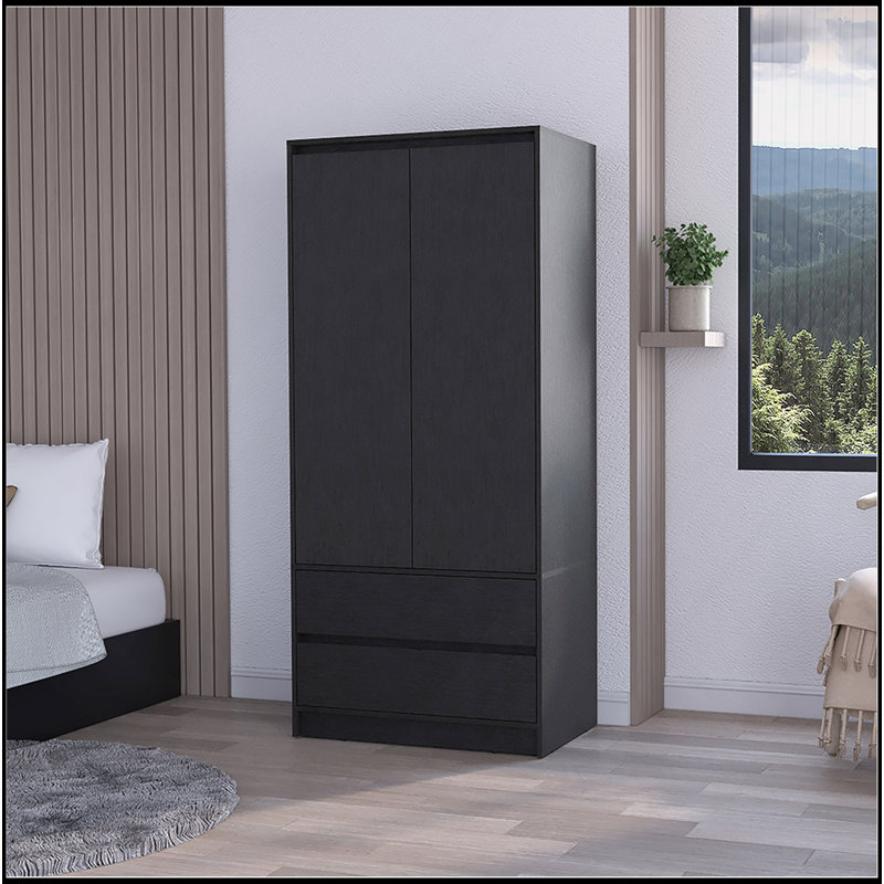 Armoire 2 tiroirs Avra, 2 portes, tringle