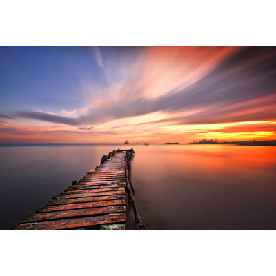Pier And Sunset Turkey by Muhur - Wrapped Canvas Print