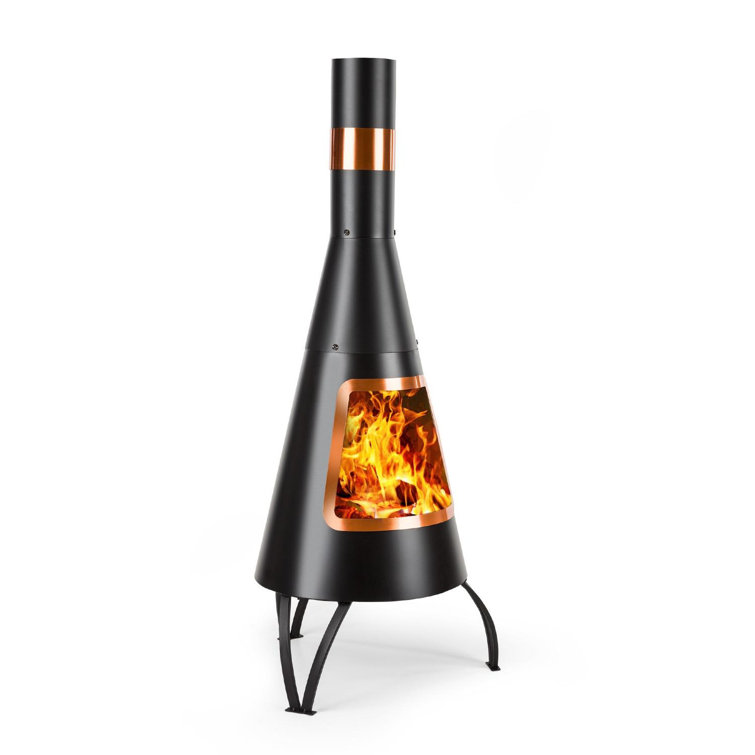 Blumfeldt Volantis Cupric Steel Charcoal/Wood Burning Outdoor Fireplace u0026  Reviews | Wayfair.co.uk