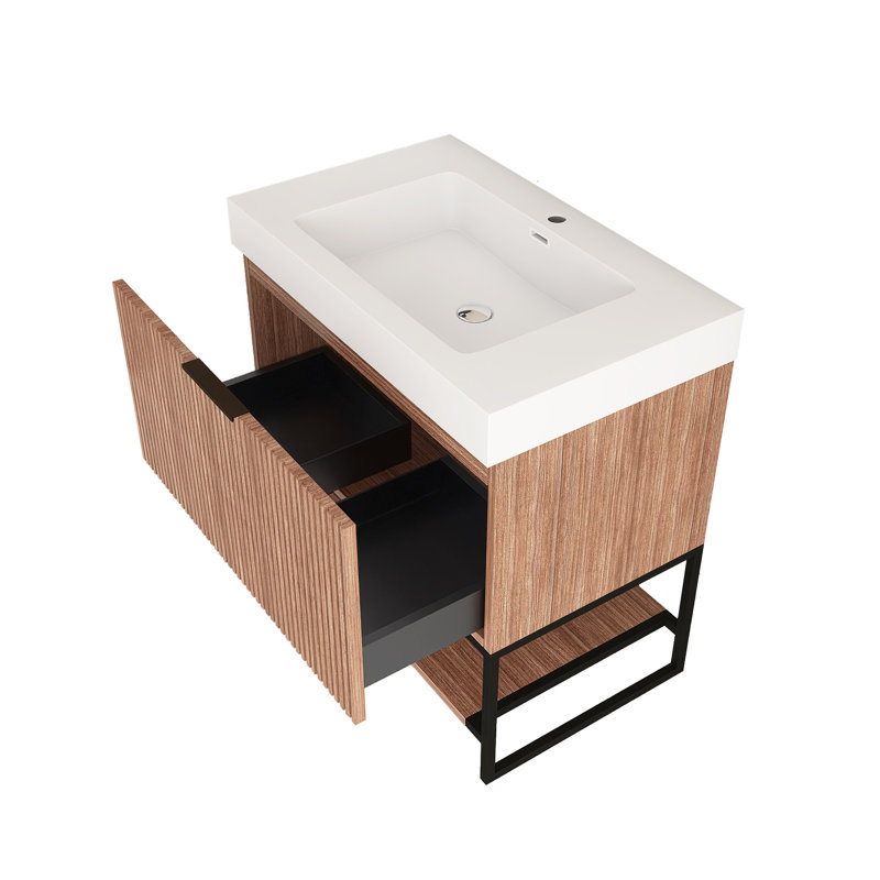 30 po Meuble-lavabo avec tiroir et tablette ouverte