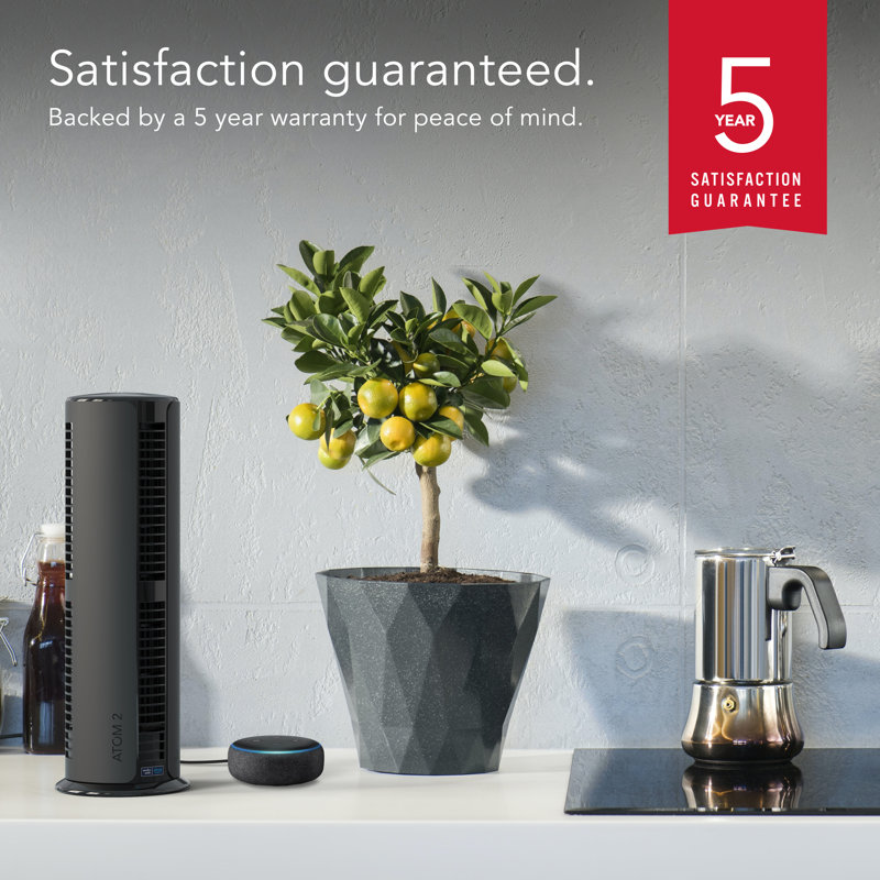 Black Oscillating Tower Fan with Adjustable Height and Alexa Control