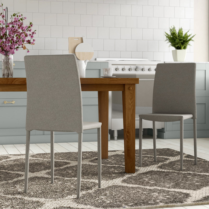 Barra 46cm H Linen Upholstered Metal Side Chair in Grey