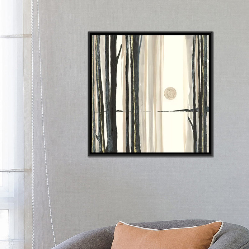 « through the trees iv », impression sur toile, H 18 po x l 18 po x P 1,5 po, Toile avec cadre noir, Pas de tapis