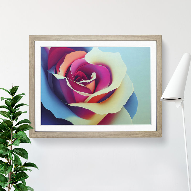 Colourful Rose Flower Vol.1 1 Piece Single Picture Frame Wall Art, 25cm H x 34cm W x 2cm D, Walnut Framed