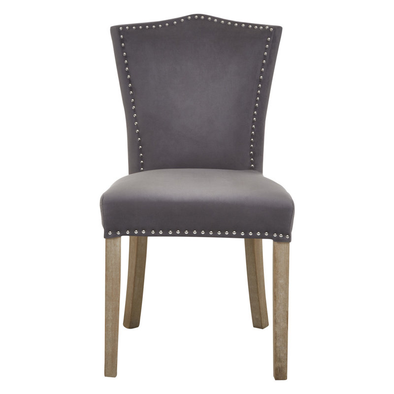 Otsego 53cm H Velvet Upholstered Side Chair, Grey