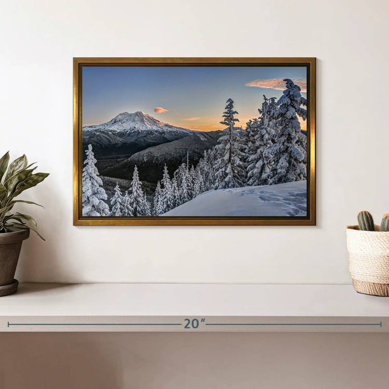 Mount Rainier Sunrise, Floating Frame Gold, 13" X 9"