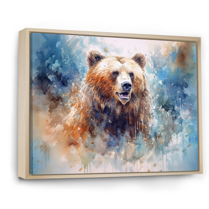 «Majestic Grizzly I» sur toile, H 30 po x l 40 po x P 1,5 po, Cadre naturel flottant