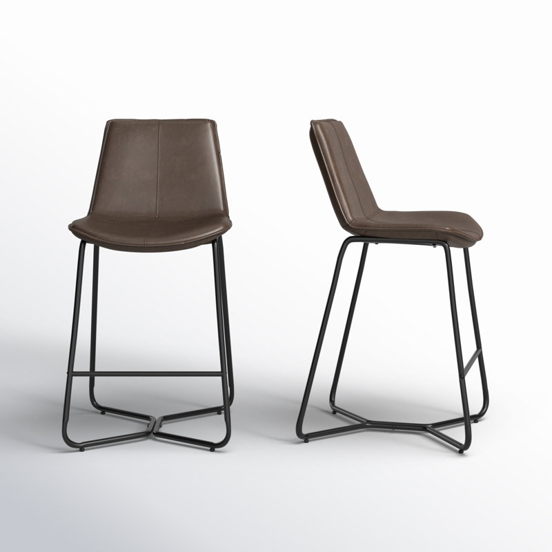 Tabouret de bar et de comptoir Alivia, Similicuir brun, Tabouret de comptoir (assise de 26 po de hauteur)