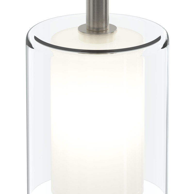 Luminaire suspendu en nickel brossé 1 lumière avec abat-jour en verre Mack, Nickel brossé