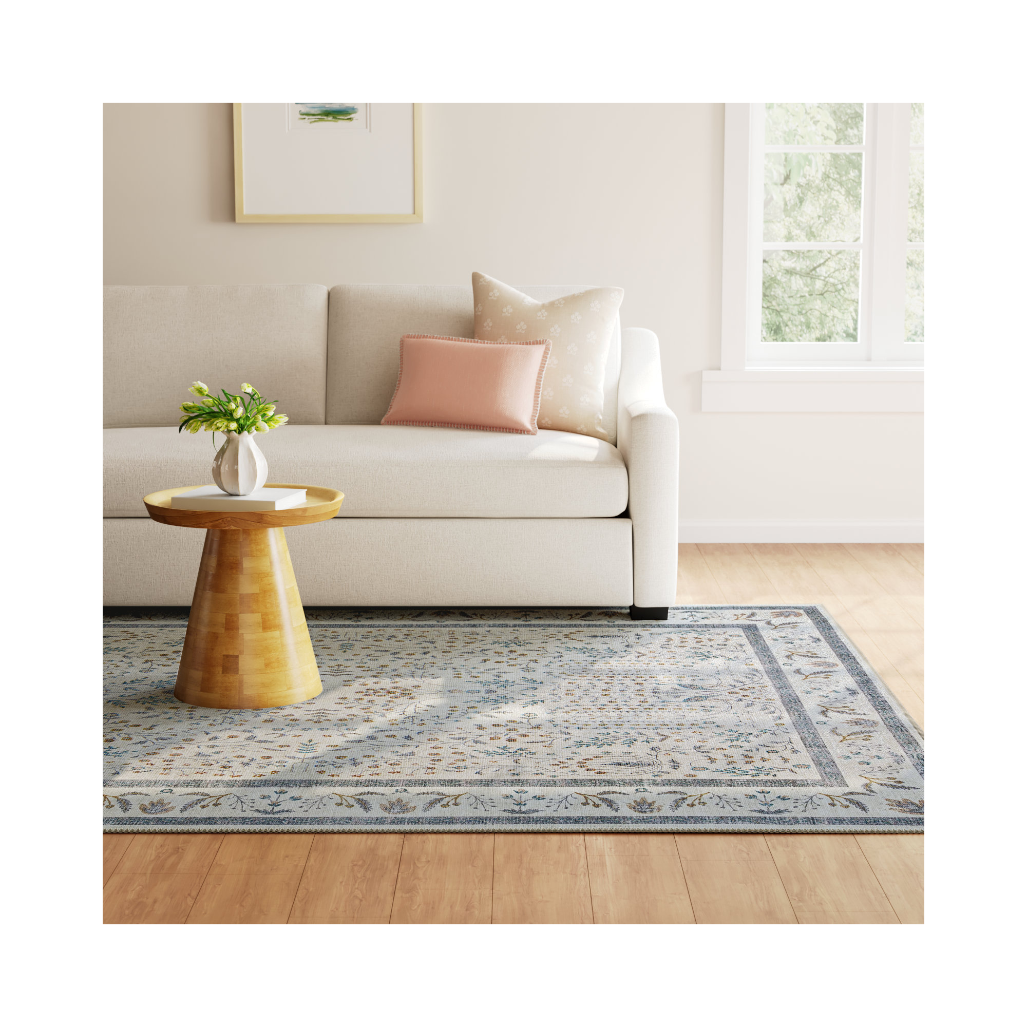Rifle Paper Co. x Loloi Maison Wisteria Cream Rug, Rectangle 5' x 7'6"