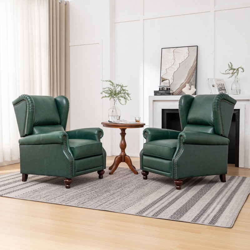 Genuine Leather Recliner, Green