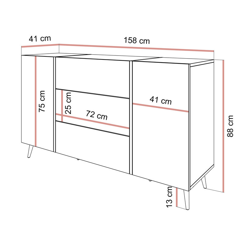 Domingues 158cm W 3 - Drawer Chest of Drawers