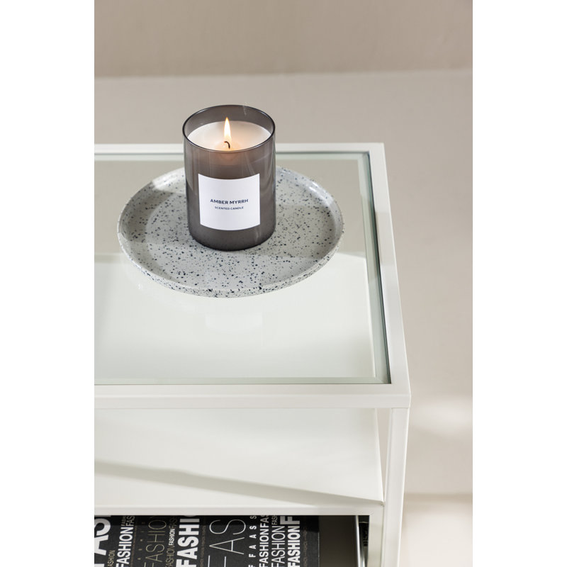 Boysie Glass Top End Table, White