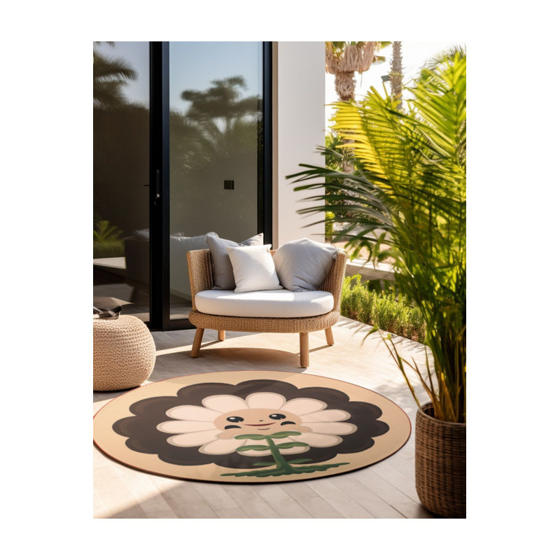 Tapis à motif marguerite moderne à motif de marguerites rondes et lavables Waso