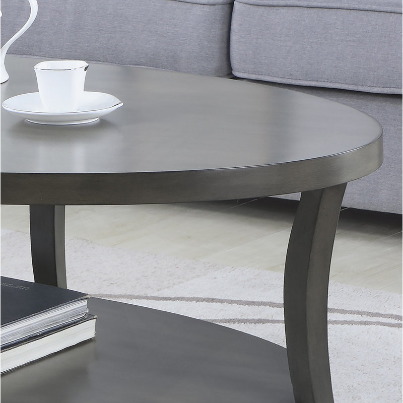 Table basse contemporaine à tablette ovale, gris