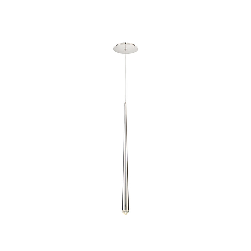 Cascade 1 - Light Single Cylinder LED Pendant, 28" H x 1.63" W x 1.63" D, Polished Nickel