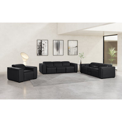 Ensemble de canapé inclinable électrique triple en cuir fleur Ciron