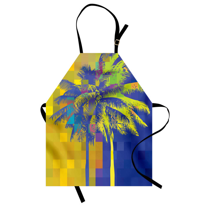 Multicolore East Urban Home Tablier tropical unisexe Pixel coloré palmiers taille adulte