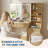 Vanity Desk with 3-Color LED Touch Mirror, Makeup Vanity with Built-in Charging Station,Modern Dressing Table for Bedroom and Dressing Room-1602275338