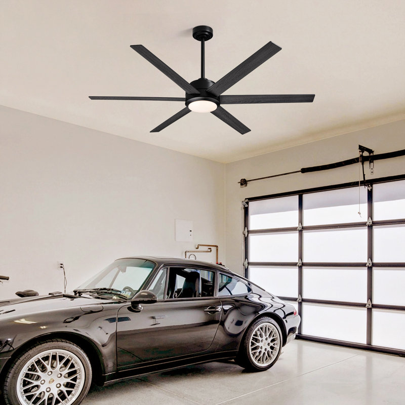 Ventilateur de plafond 60 pouces noir intelligent avec DEL à intensité variable et contrôle APP pour le salon de la chambre à coucher