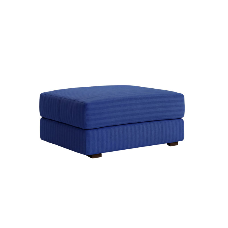 All-Natural Elevate Ottoman, Cobalt Striped Hemp Blend
