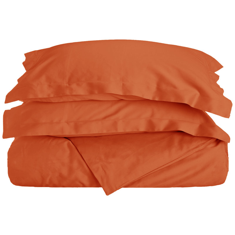 Modern & Contemporary Sateen Duvet Cover, King/Cal. King Duvet Cover + 2 King Shams, Pumpkin