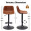 Ensemble de 2 tabourets de bar réglables, tabourets de bar pivotants de style Mid-Century, tabourets de bar industriels avec dossier et chaises de bar en cuir-1929898294