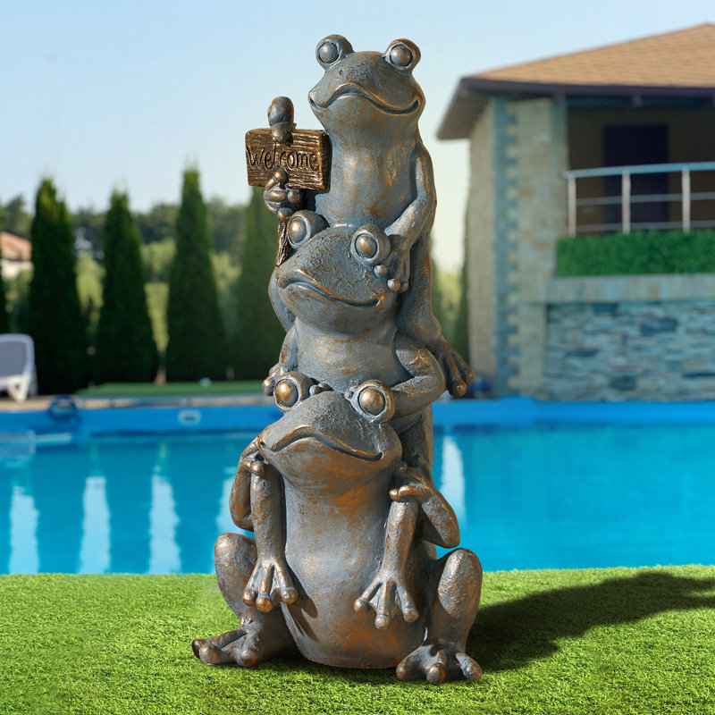 Statue de jardin grenouille empilée Zachary