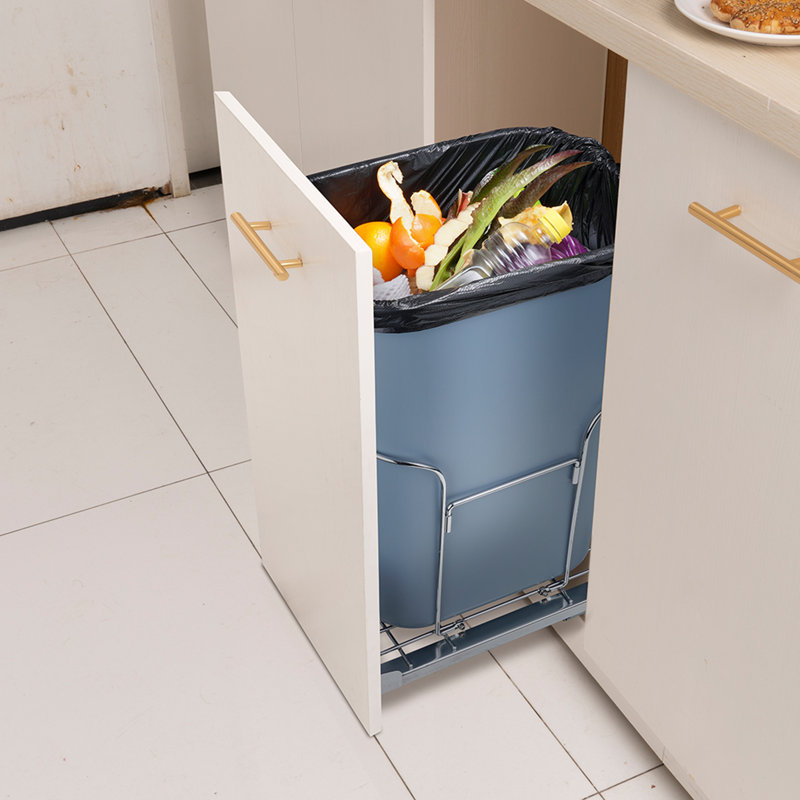 Plastic Open Pull Out Trash Can - 9.24 Gallons