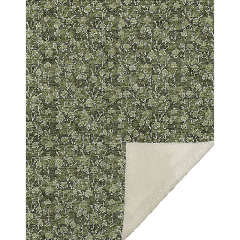 Jeté floral Sherpa ASB692 Addison, Olive