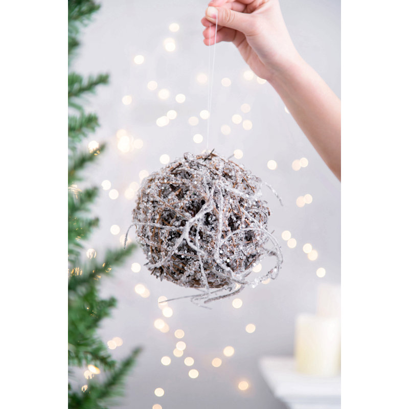 Boule de brindille glacée, boules de Noël décoratives à suspendre pour des décorations de fêtes, ensemble de 4