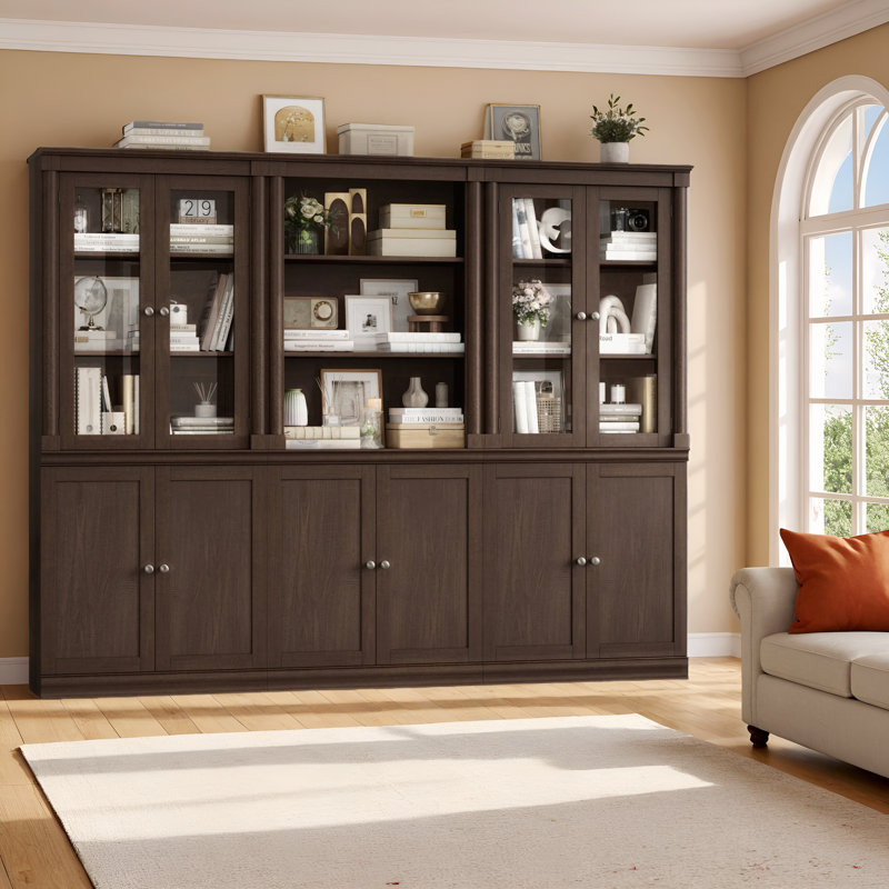 Wooden Bookcase Set, White Or Brown, Brown