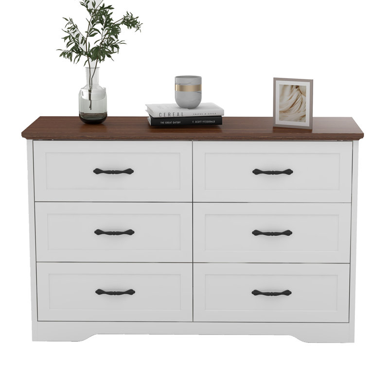 Commode à tiroirs pour chambre à coucher, armoire de rangement en bois avec poignées en métal, Brun