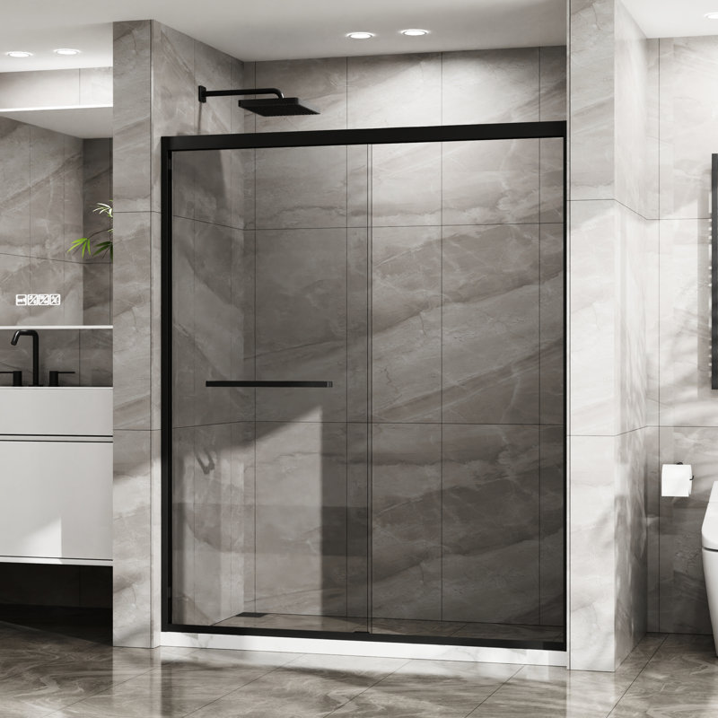 Shower Enclosure 60 In X 72 - Clear Tempered Glass, Matte Black, Tempting