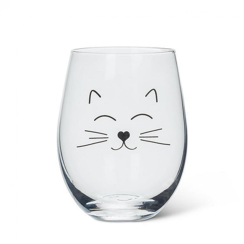 Cat Face Stemless Wine Drinking Glass