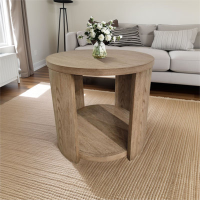 Walnut MDF And Oak Living Room Side Table