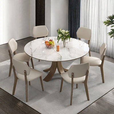 Simple Microlite Wood Round Dining Table Sets