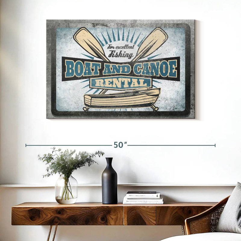 Plaque murale bateau et canot, H 26 po x l 39 po