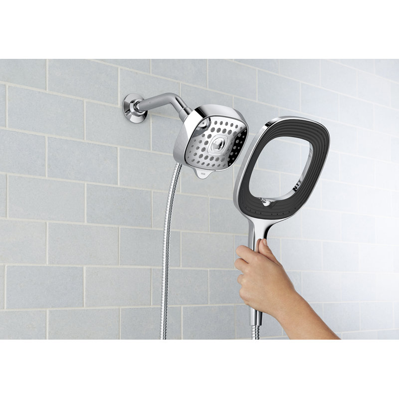 Ensemble de 5 fonctions pomme douche/douche à main convergé, 1,5 gpm, Chrome poli