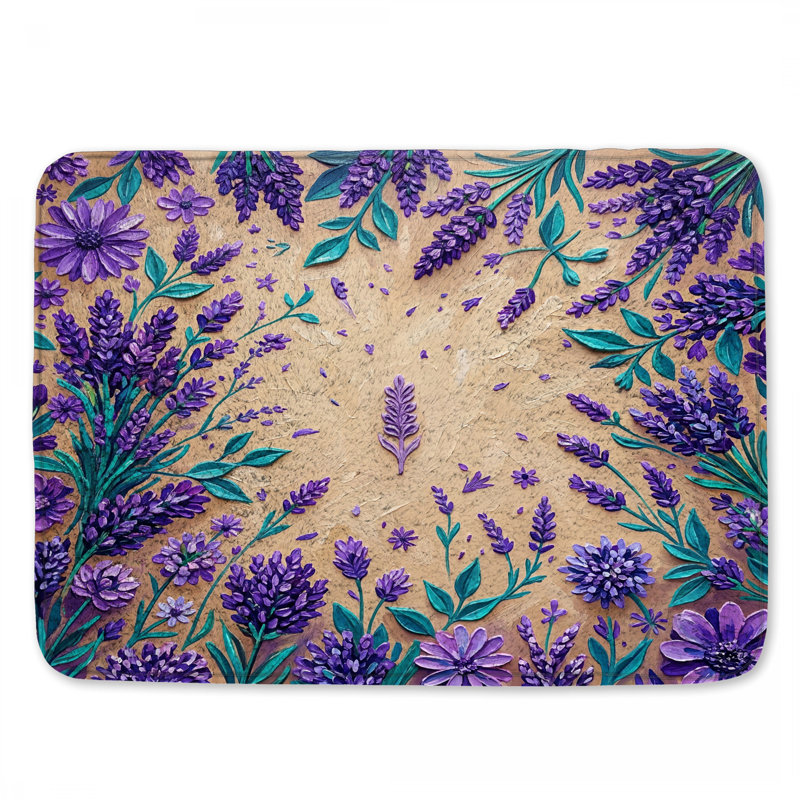 Tapis de bain mauve à fleurs lavande, 24in W x 17in L