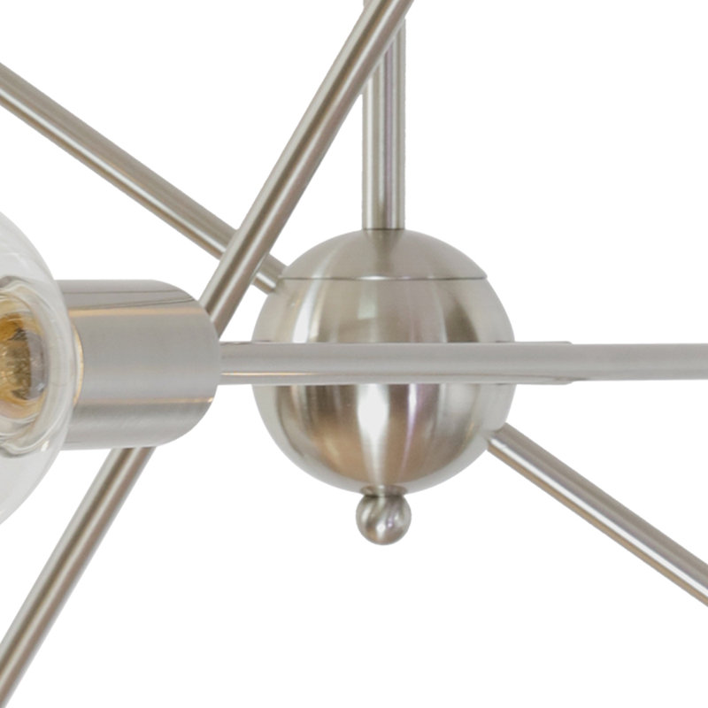 Luminaire suspendu en nickel brossé 6 lumières Yonker Spoutnik, Nickel brossé