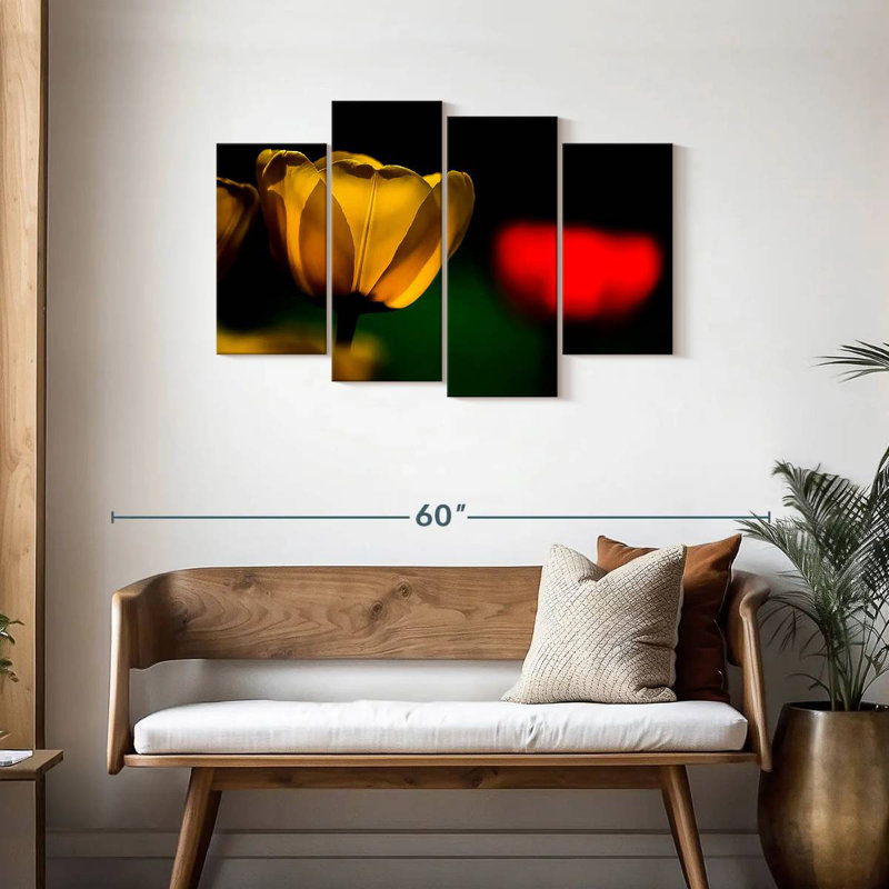 Harnek tulipes jaunes en fleurs, H 27 po x l 43 po