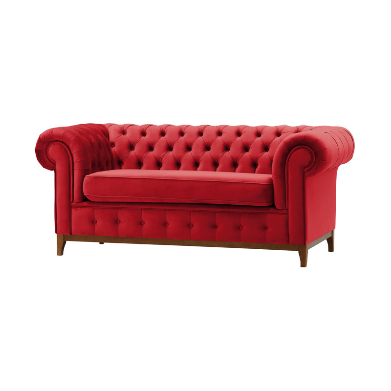 Fryar Velvet Sofa, Brown, Red, 2