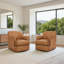 Fauteuil demi-tonneau pivotant en cuir véritable Fazio-1892877307